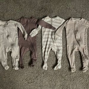 Four 3-6M Beige Baby Sleepers